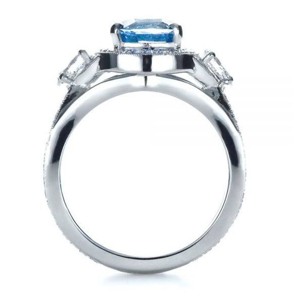 "925 Silver Plated Blue Exquisite, Noble Cross Ring, FB16FA1051 - Picture 7 of 8